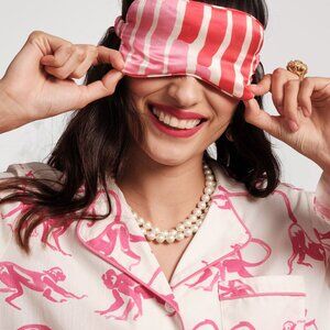 Satin Eye Mask Matchstick Stripe print NWT